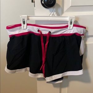 Fabletics athletic shorts black w/ pink and white
